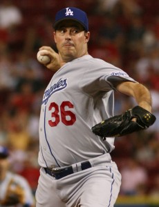 Greg Maddux averaged 12 pitches per inning in his first Dodger start. (Al Behrman/AP)